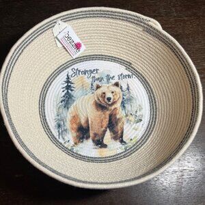 Stronger Than The Storm Bear Handmade Rope Bowl Basket for Keys Wallets Remotes